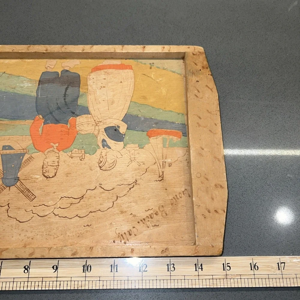 Long Beach CA Souvenir Wooden Tray-Dutch Themed—Vintage—15 1/2
